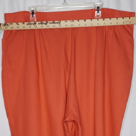 Ulla Polken Linen Blend Pants 24/26 Salmon Pink Relaxed Fit Straight Leg Pocket - Picture 7 of 10